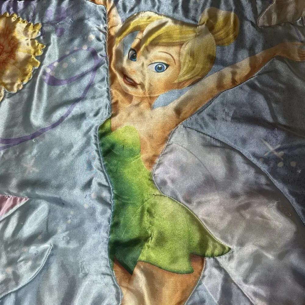 Disney Tinkerbell Fairies Toddler Bed Set Comforter Pillow Case Silky Cool Y2K